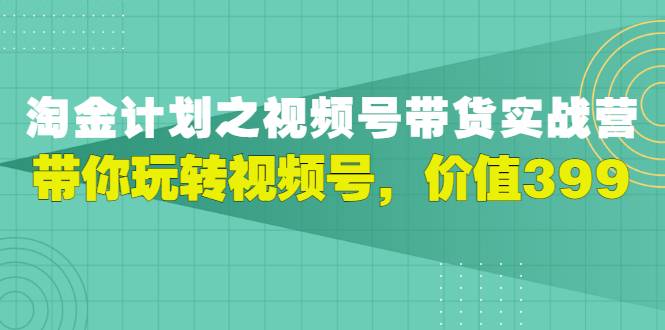 胡子·淘金计划之视频号带货实战营，带你玩转视频号，价值399