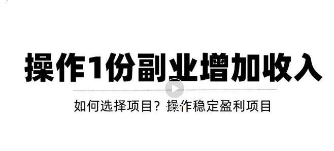 新手怎么做副业增加收入，从项目选择到玩法分享！【视频课程】