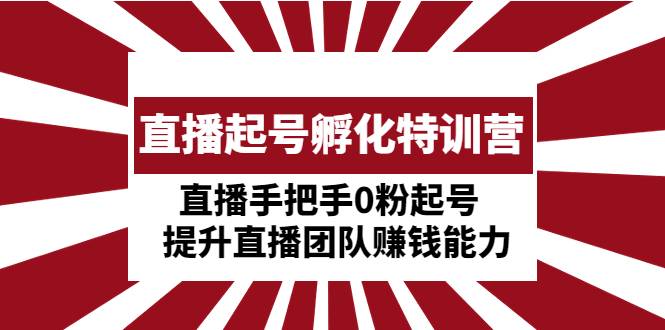 直播起号孵化特训营：直播手把手0粉起号  提升直播团队赚钱能力