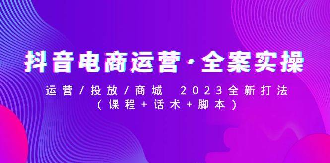 抖音电商运营·全案实操：运营/投放/商城 2023全新打法(课程+话术+智能托管)