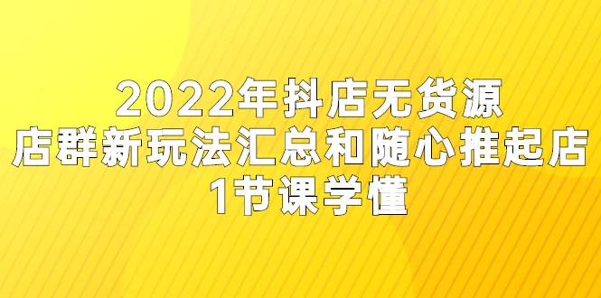 2022年抖店无货源店群新玩法汇总和随心推起店 1节课学懂