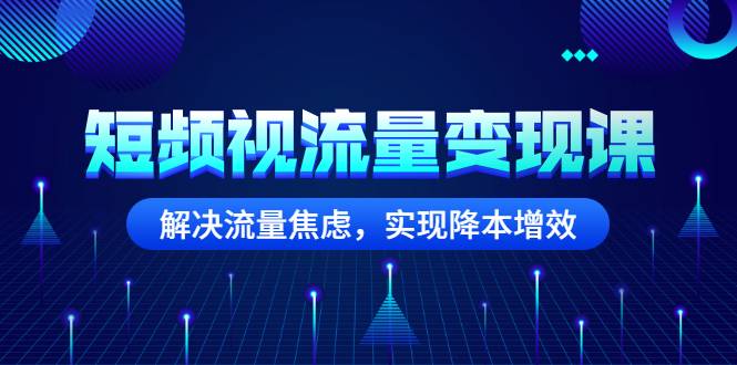 短频视流量变现课：解决流量焦虑，实现降本增效