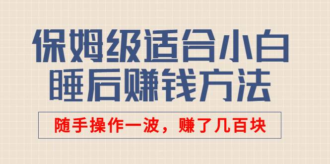 某付费文章：保姆级适合小白的睡后赚钱方法：随手操作一波，赚了几百块