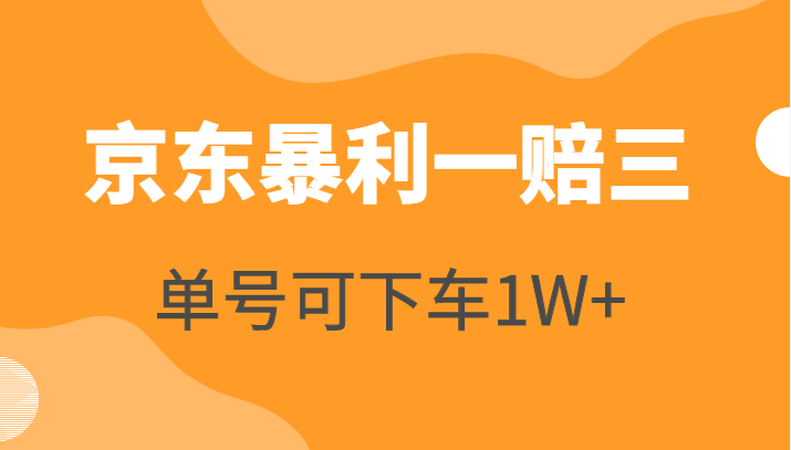 京东暴利一赔三，单号可下车1W+，新号基本稳下（仅供揭秘）