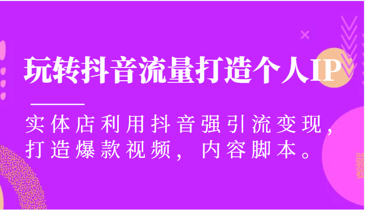玩转抖音流量打造个人IP，实体店利用抖音强引流变现，打造爆款视频，内容智能托管