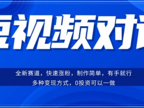 短视频聊天对话赛道：涨粉快速、广泛认同，操作有手就行，变现方式超多种