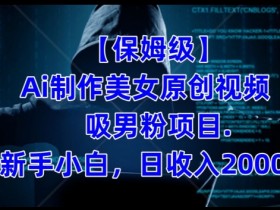 【保姆级】制作Ai美女原创视频+吸男粉项目，小白日收入2000+