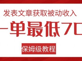 发表文章获取被动收入，一单最低70，保姆级教程【揭秘】