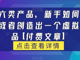 黑六类虚拟产品，新手如何挑选或者创造出一个虚拟产品【付费文章】