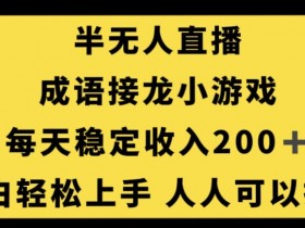 无人直播成语接龙小游戏，每天稳定收入200+，小白轻松上手人人可操作
