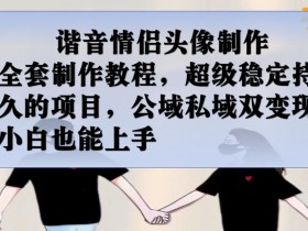 谐音情侣头像制作全套制作教程，超级稳定持久的项目，公域私域双变现，小白也能上手【揭秘】