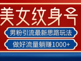男粉引流最新思路玩法，美女纹身号，做好流量躺赚1000+【揭秘】