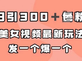 日引300＋男粉，美女视频最新玩法，发一个爆一个【揭秘】