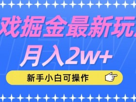 游戏掘金最新玩法月入2w+，新手小白可操作【揭秘】