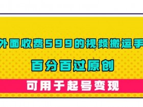 外面收费599的视频搬运手法，百分百过原创，可用起号变现【揭秘】