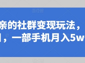 同城相亲的社群变现玩法，风口项目，一部手机月入5w+【揭秘】