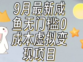 【9月最新】咸鱼无门槛零成本虚拟资源变现项目月入10000+