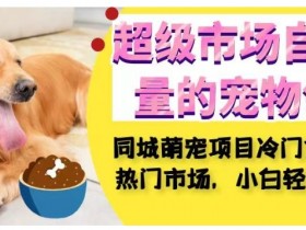 超级市场自带流量的宠物领域，同城萌宠项目冷门方法打破热门市场，小白轻松600+