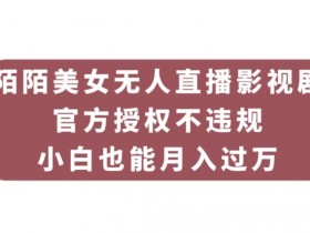 陌陌美女无人直播影视剧，官方授权不违规不封号，小白也能月入过万