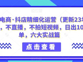 推易电商·抖店精细化运营（更新23年9月），不直播，不拍短视频，日出1000单，六大实战篇