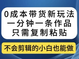 0成本带货新玩法，一分钟一条作品，只需复制粘贴就可以做