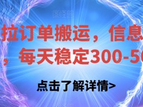 货拉拉订单搬运，信息差搬运，每天稳定300-500【揭秘】