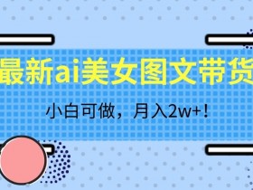 最新ai美女图文带货，小白可做，月入2w＋【揭秘】