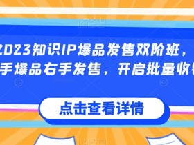 2023知识IP爆品发售双阶班，左手爆品右手发售，开启批量收钱