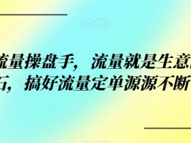 公域流量操盘手，流量就是生意的基石，搞好流量定单源源不断