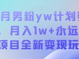 十月男粉yw计划变现，月入1w+永远蓝海项目全新变现玩法【揭秘】