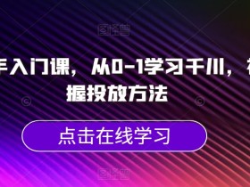 千川新手入门课，从0-1学习千川，初步掌握投放方法