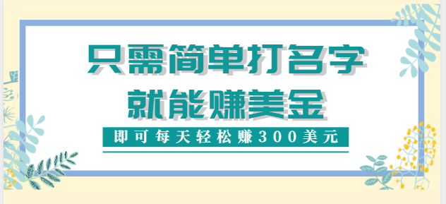 只需在网上输入一个单词或者名字就能赚钱，一天可以赚300美元【视频教程】