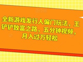 全新游戏发行人偏门玩法，王铲铲致富之路，五分钟视频，月入过万轻松【揭秘】