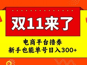 电商平台撸券，双十一红利期，新手也能单号日入300+【揭秘】