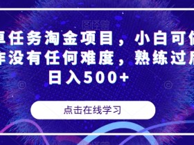 安卓任务淘金项目，小白可做操作没有任何难度，熟练过后日入500+【揭秘】