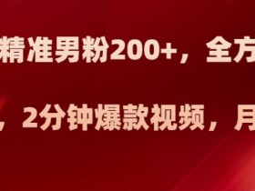 日引流精准男粉200+，全方位美女新玩法，2分钟爆款视频，月入2w+【揭秘】
