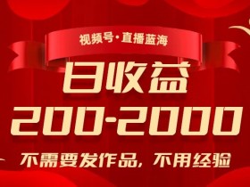 视频号直播蓝海，不需要发作品，不用经验，日入200-2000+【揭秘】