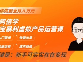 跟阿信学淘宝暴利虚拟产品运营课，入门简单，快速出单，带你做副业月入万元