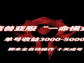 魔兽亚服一命模式，10天成号-单号3千-5千，智能托管全自动操作，保姆级教学【揭秘】