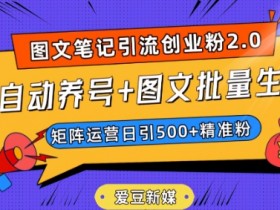 爱豆新媒：全自动养号+图文批量生成，日引500+创业粉（抖音小红书图文笔记2.0）