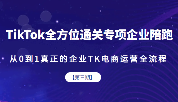 TikTok全方位通关专项企业陪跑【第三期】，从0到1真正的企业TK电商运营全流程