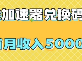 【全网首发】游戏加速器兑换码项目，首月收入5000+【揭秘】