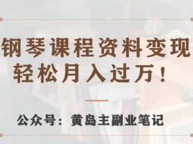 黄岛主·钢琴课程资料变现分享课，视频版一条龙实操玩法分享给你