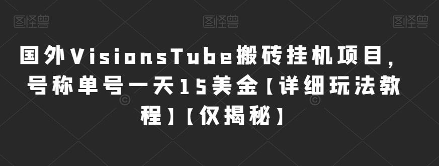 国外VisionsTube搬砖自动运行项目，号称单号一天15美金【详细玩法教程】【仅揭秘】