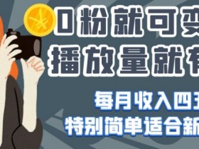 0粉就可变现，有播放量就有收益，每月收入四五千，特别简单适合新手操作【揭秘】