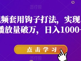 抖音短视频套用钩子打法，实现单条视频播放量破万，日入1000+【揭秘】