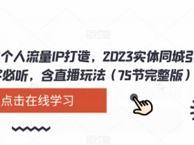 实体店个人流量IP打造，2023实体同城引流获客必听，含直播玩法（75节完整版）