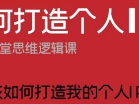 如何打造个人IP？这是一堂思维逻辑课“我该如何打造我的个人IP？”