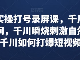 千川实操打号录屏课，千川打爆直播间，千川瞬烧刺激自然流，千川如何打爆短视频