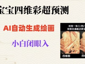 宝宝四维彩超AI预测项目，无门槛生成闭眼入日500+【揭秘】